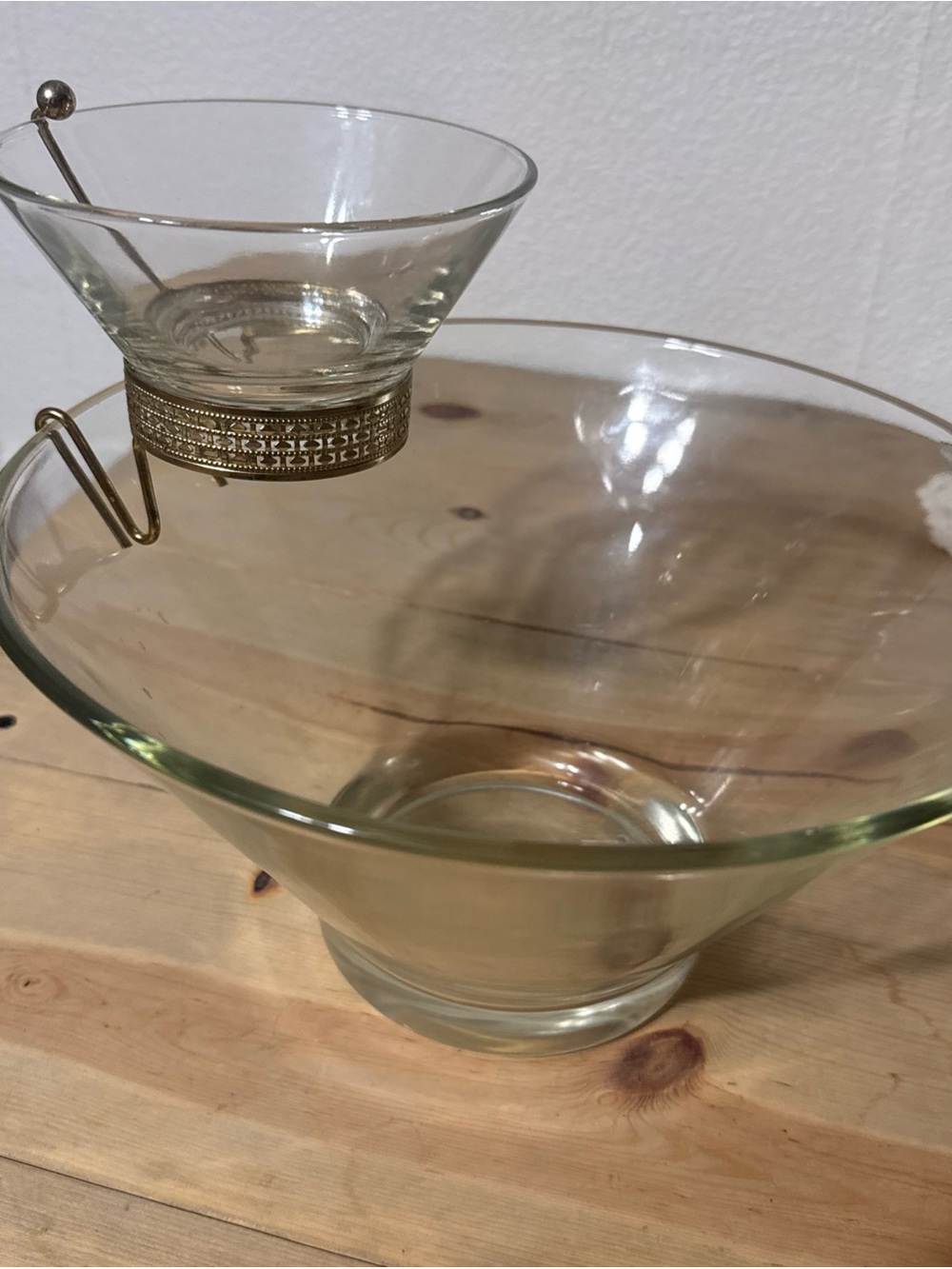 MCM Mid Century Modern Anchor Hocking Chip & Dip Glass Bowl Set